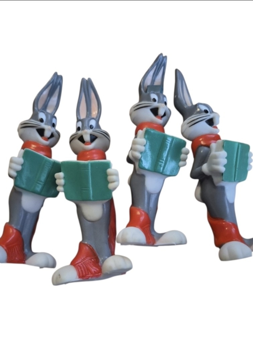 Bunny Choir Figurine Toy - Gray & Red Plush Book Holder